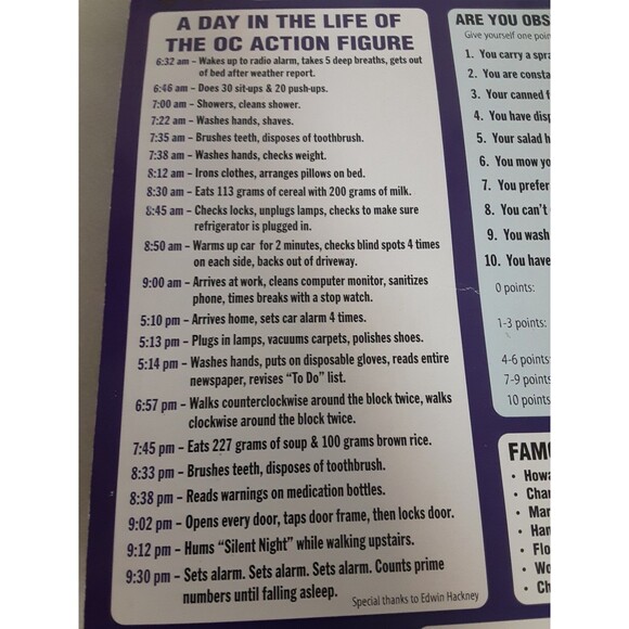 Obsessive Compulsive Action Figure MOC 2005 Face Mask & Moist Towelette NIP - Picture 5 of 9